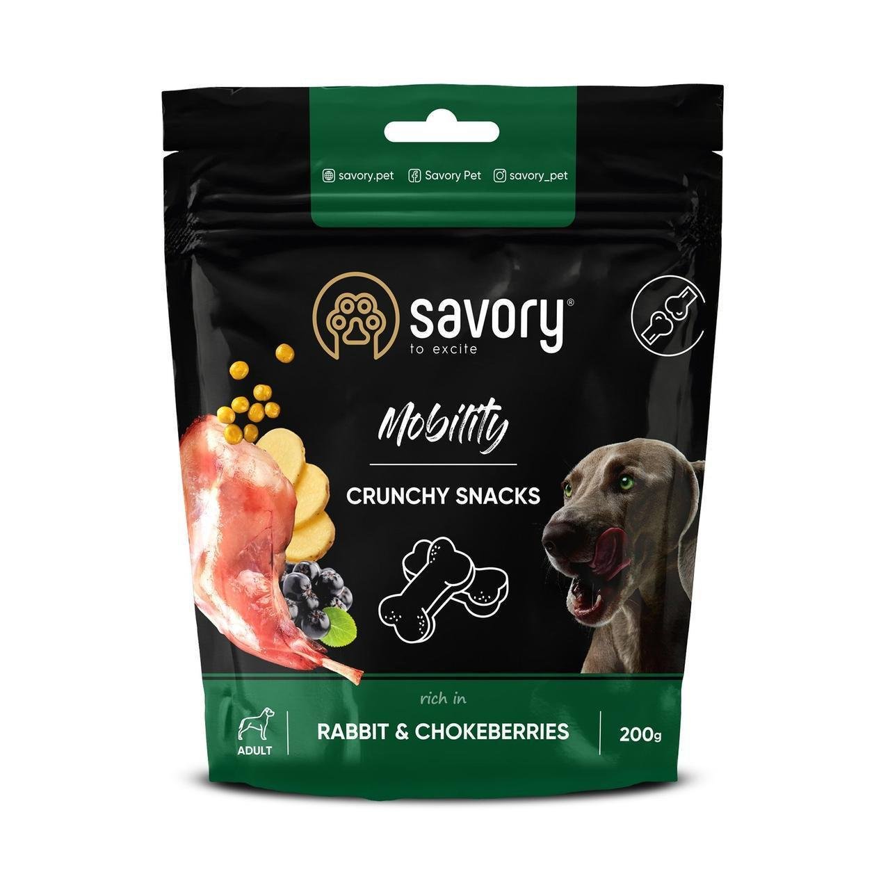 Лакомства для собак Savory для здоровья костей и суставов с кроликом и черноплодной рябиной 200 г (1789933029)