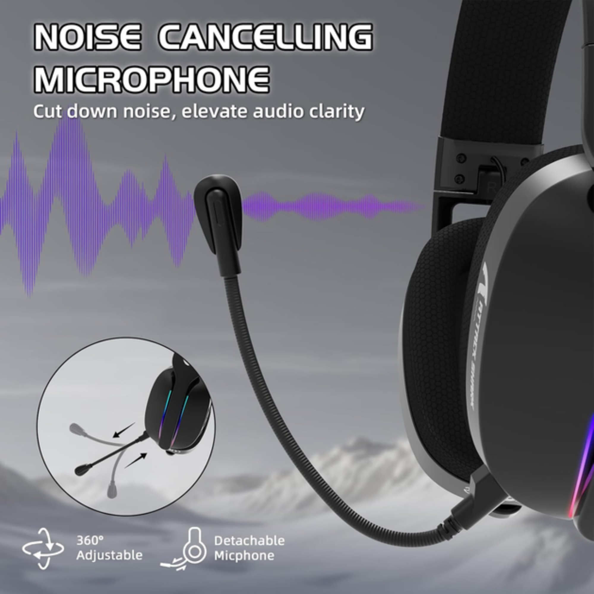 Гарнитура беспроводная Attack Shark Bluetooth/2,4G L90 RGB 7.1 PC/PS4/PS5/Switch/Xbox Black (25860554) - фото 3