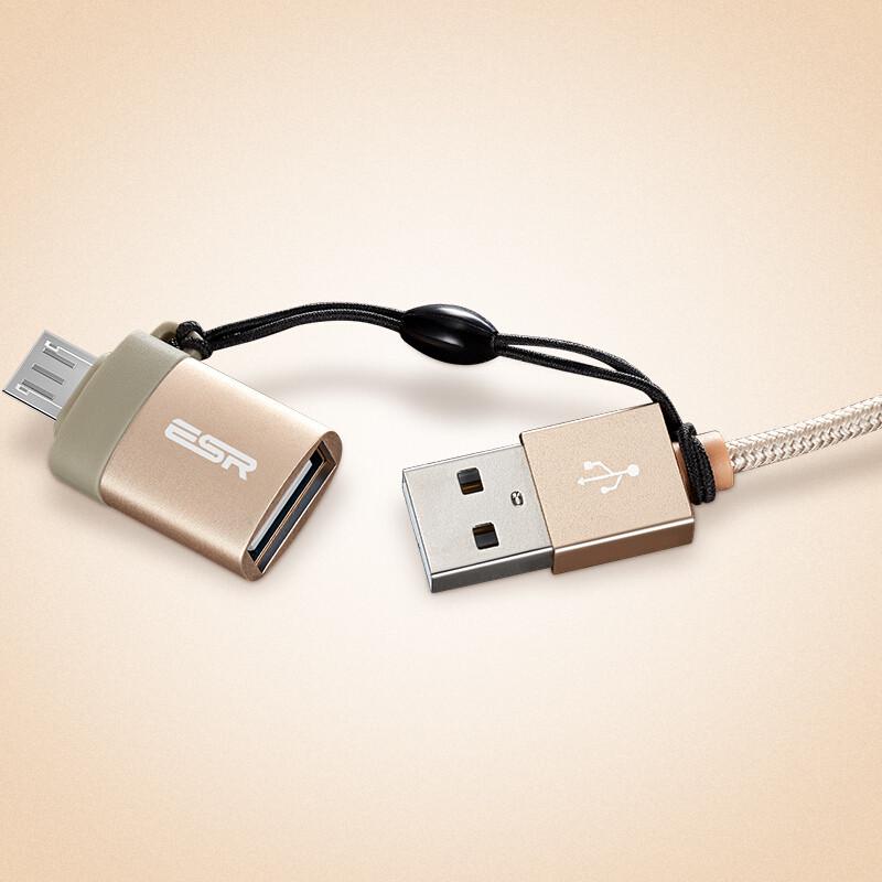 OTG адаптер ESR Micro USB до USB 2.0 Золотистий - фото 2