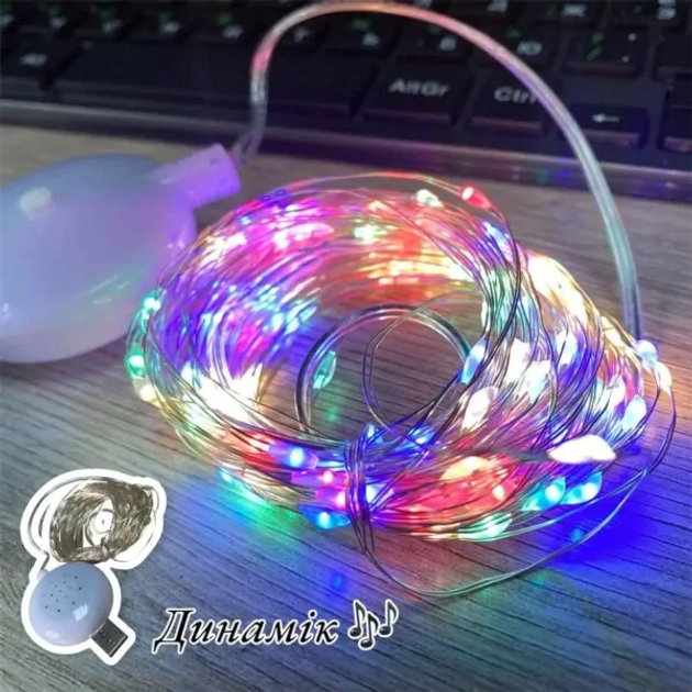 Гирлянда-провод музыкальная SF-4 USB RGB прозрачная проволока 10 м Разноцветный (23058537) - фото 4