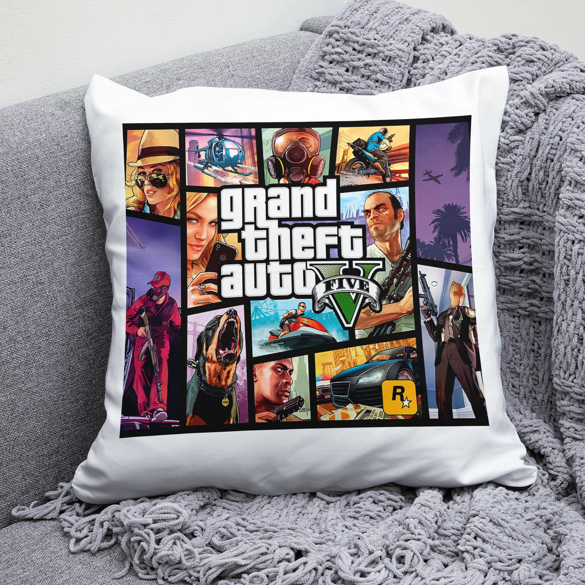 Плюшевая подушка квадрат с принтом игры Grand Theft Auto GTA