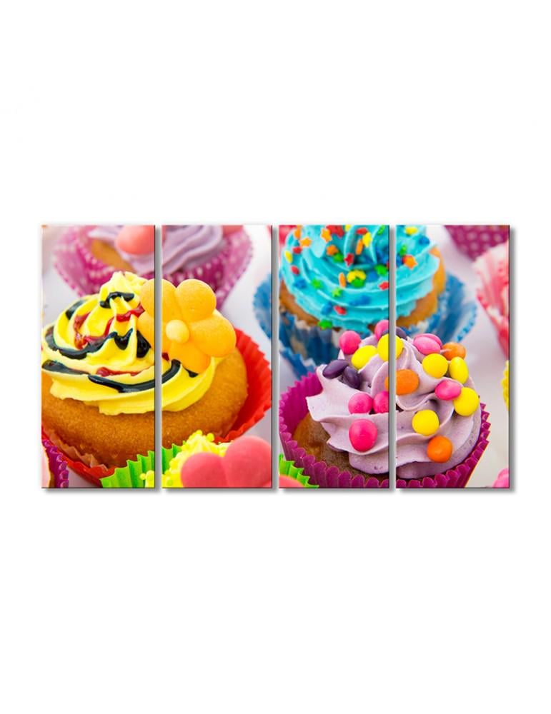 Картина модульная Праздничные кексы 4 модуля 60x90 см (181900Eda_i_napitki0003)