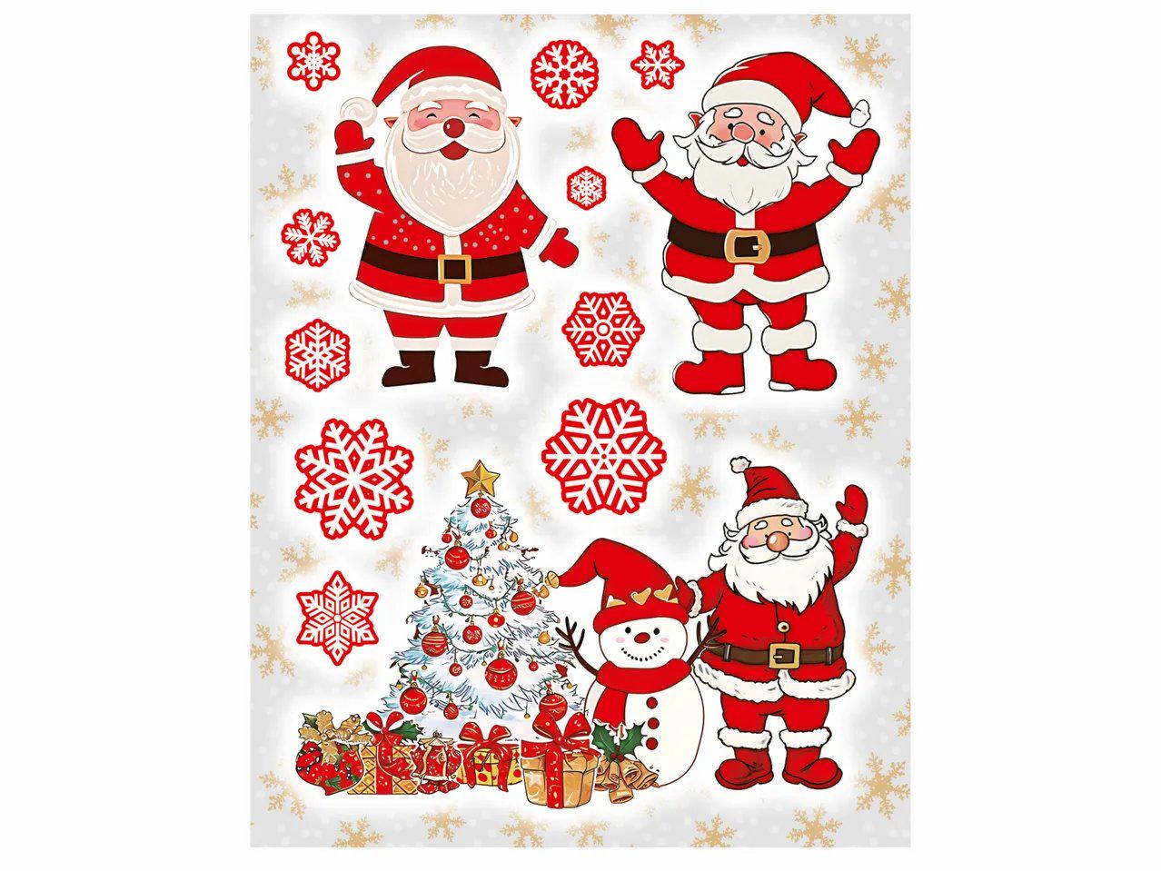 Многоразовые новогодние наклейки на окна Livarno Home Санта Клаус 13 шт. 38х30 см (P1-00287)