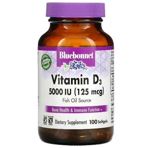 Вітамін D3 Bluebonnet Nutrition Vitamin D3 5000 IU 100 м'яких капс. (000021600)