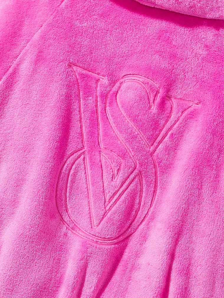 Халат жіночий Victoria's Secret Logo Long Cozy Robe плюшевий XS/S Рожевий (17648629) - фото 5