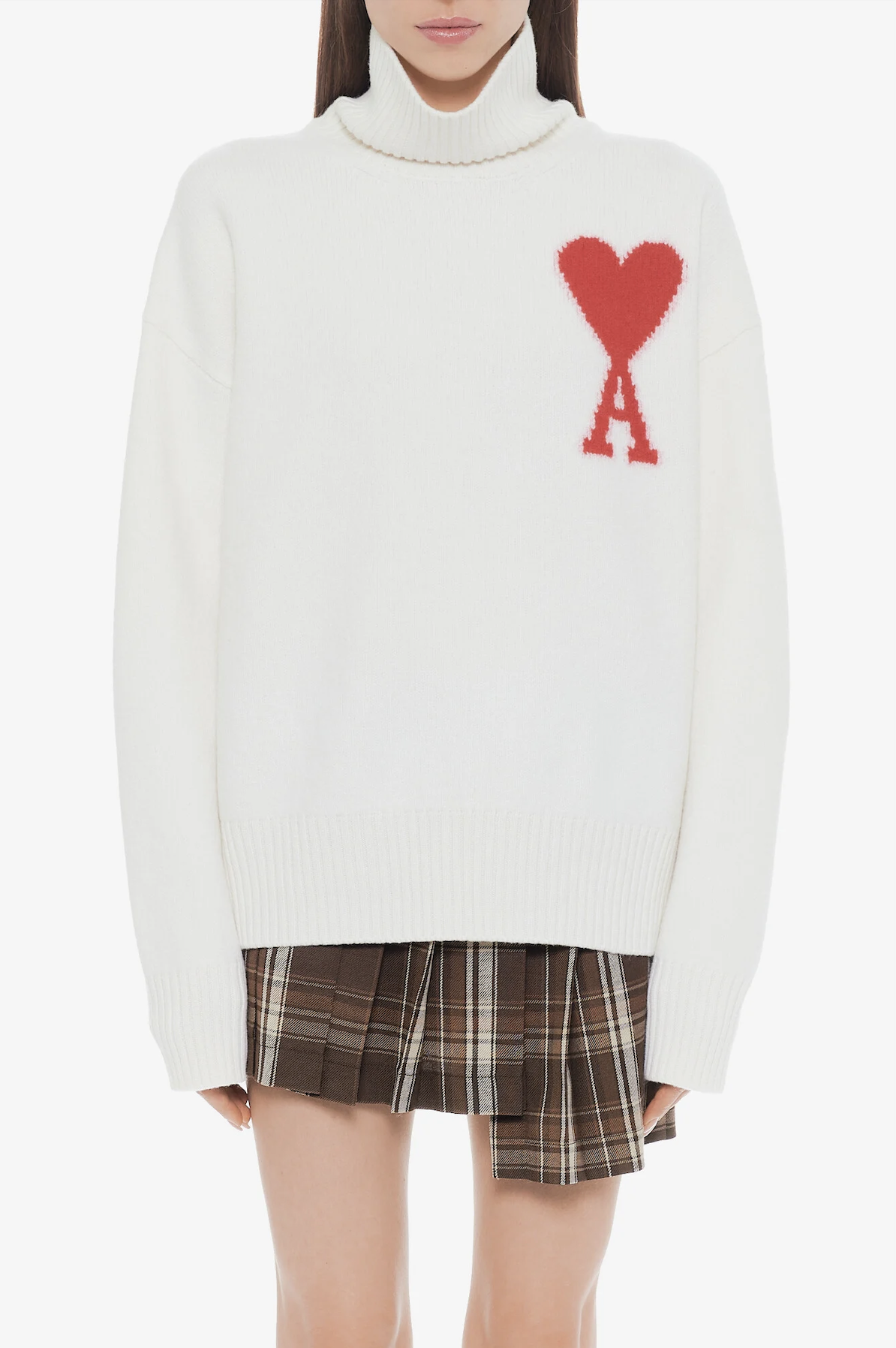 Свитер AMI Paris de Coeur Sweater Red с воротником M Молочный