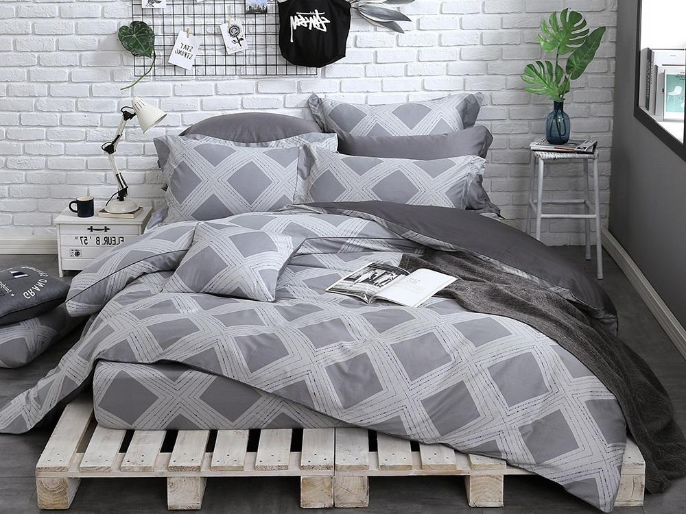 Комплект постельного белья Ромбики и полоски двуспальный бязь 200х220 см (Glux-5039/WP/2.0)