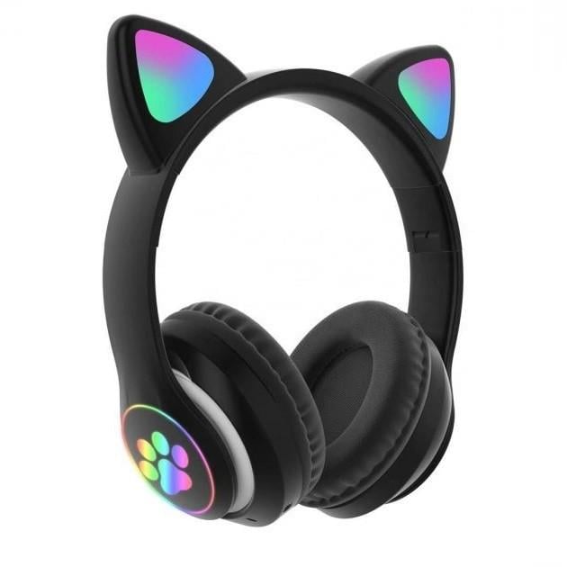 Наушники беспроводные Cat Ear VZV-23M с ушками и подсветкой 120-20000 Гц 105 дБ 32 Ом Black (784780195) - фото 2