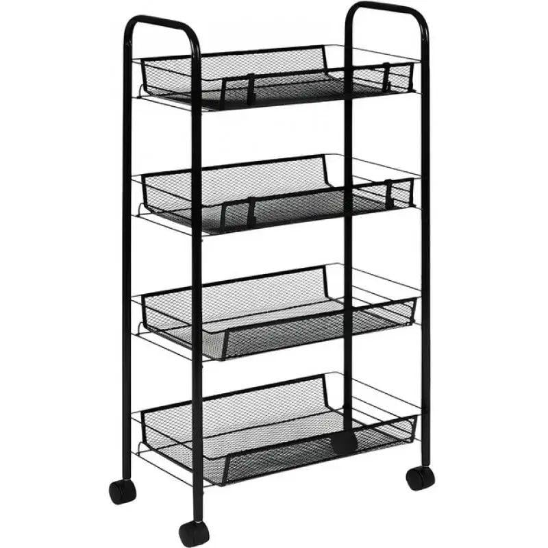 Органайзер 4-х ярусный на колесиках с 4 крючками для маленьких предметов из углеродистой стали 84x25x44 см Органайзер 4-х ярусный на колесиках с 4 крючками для маленьких предметов из углеродистой стали 84x25x44 см