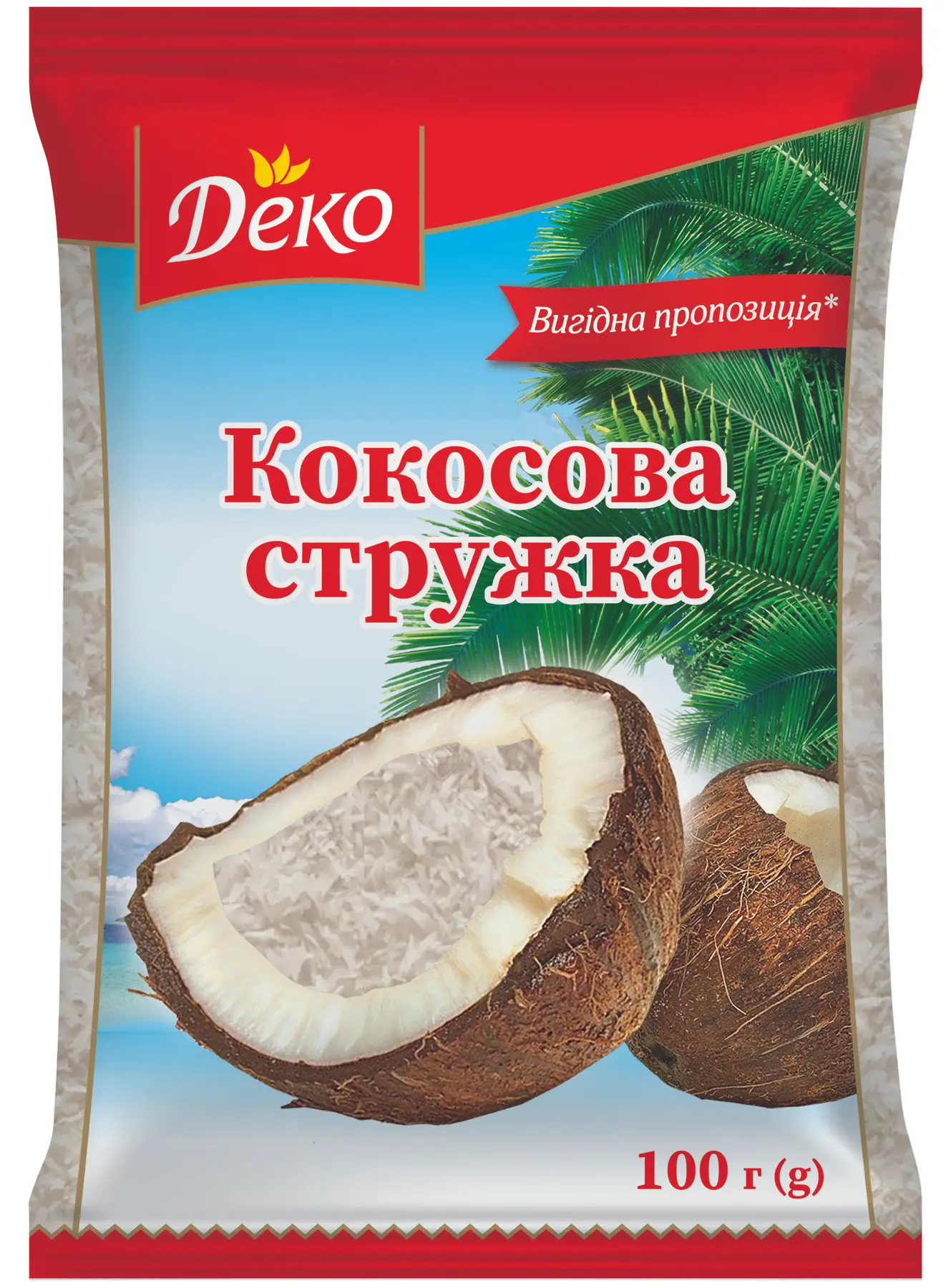 Кокосова стружка Деко біла 100 г (4820241583188)