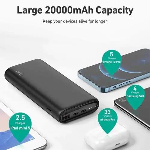 Повербанк Aukey 20000 mAh 65W Black (PB-Y37) - фото 6 Повербанк Aukey 20000 mAh 65W Black (PB-Y37) - фото 6