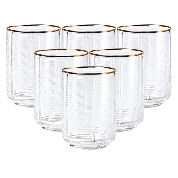 Набір склянок Stunning низьких ребристих 6 шт. по 450 мл Прозорий/Золотий