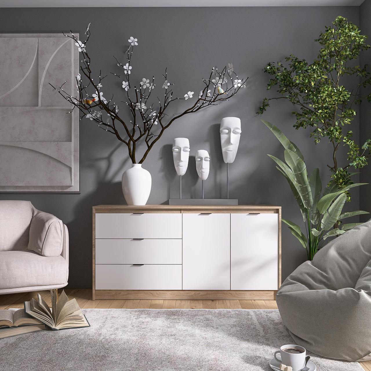 Комод для вещей Эверест Сити-1500 Дуб сонома/Белый (е-20714.01)