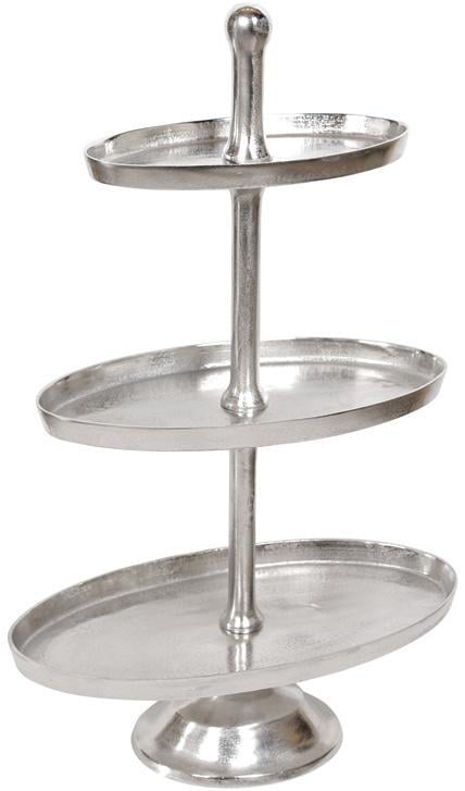 Блюдо фуршетное стойка Amber 3 яруса овальное металл 101 см Серебристый (32326461)