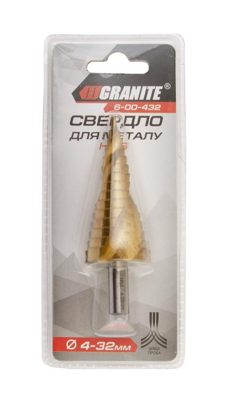 Свердло для металу Granite ступеневе HSS 4-32 мм 15 ступенів (6-00-432) - фото 2 Свердло для металу Granite ступеневе HSS 4-32 мм 15 ступенів (6-00-432) - фото 2