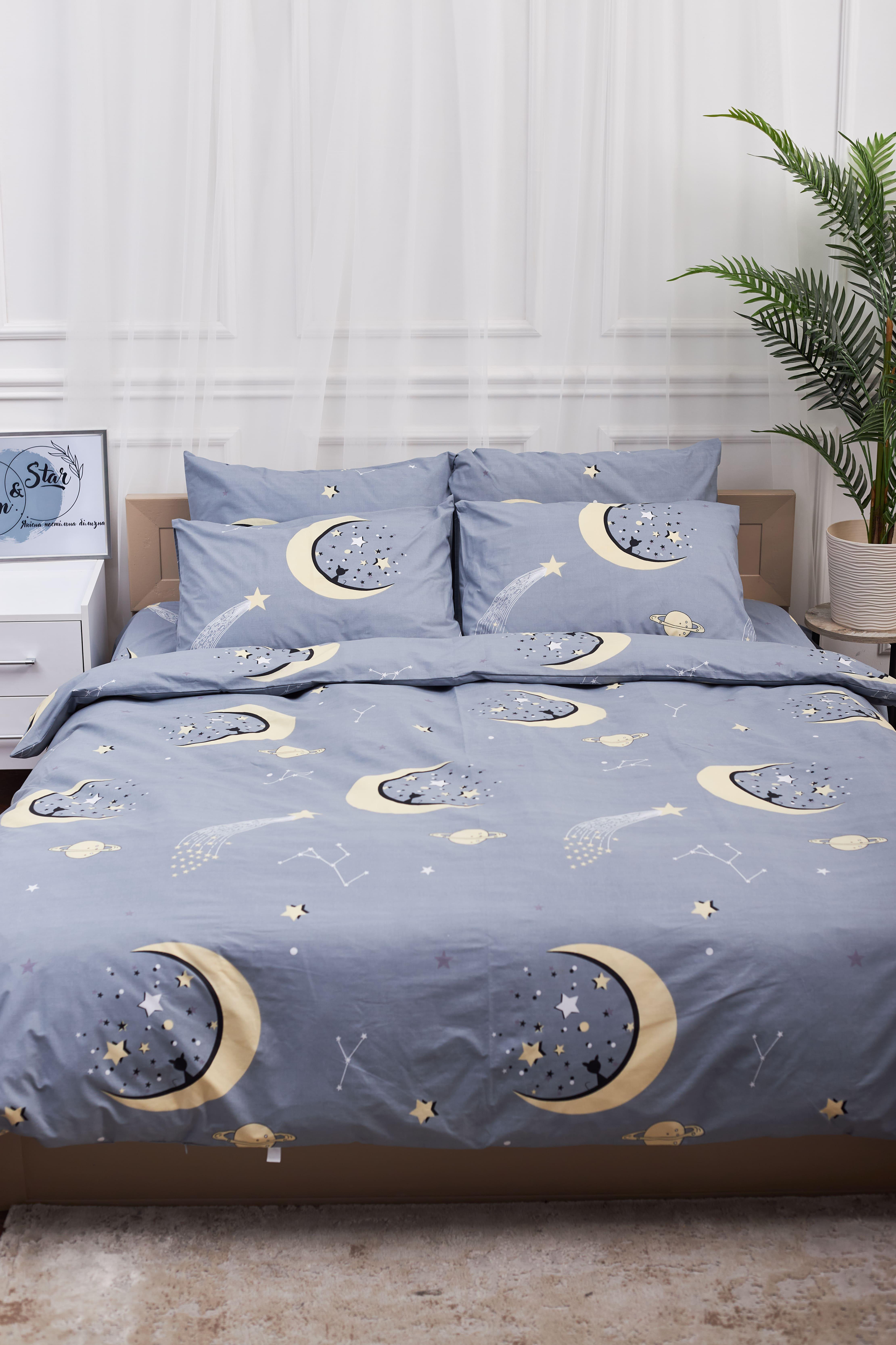 Комплект постільної білизни Moon&Star Stars Gold Люкс бязь наволочки 2 шт. king size 220x240 см (MS-820001287)