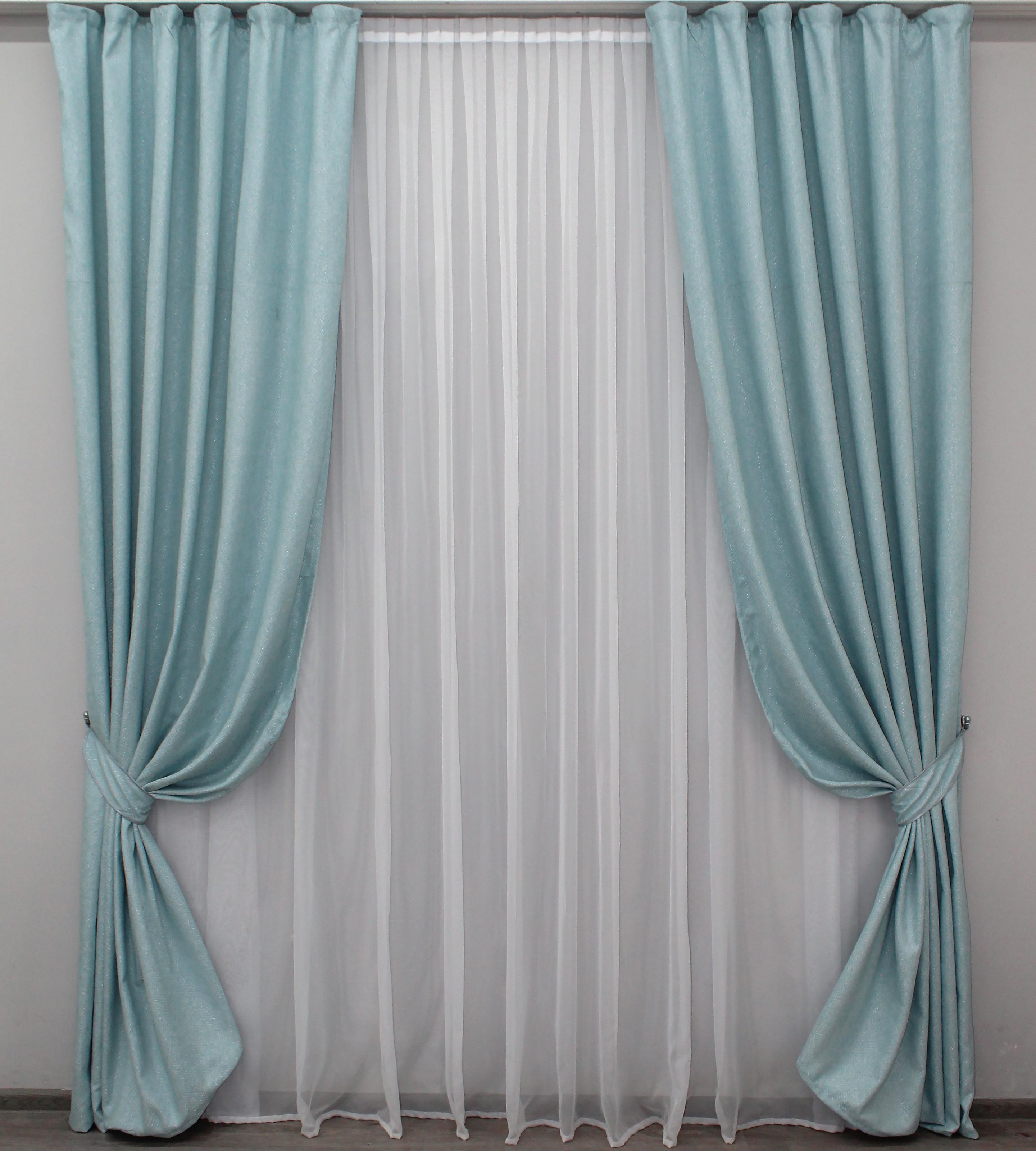 Комплект штор VR-Textil Абстракция № 1053ш лен 150х270 см 2 шт. Голубой (30-861)