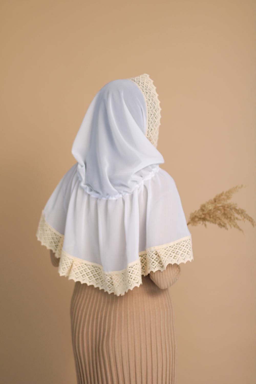 Палантин для храму на голову Білий (п020) - фото 3 Палантин для храму на голову Білий (п020) - фото 3