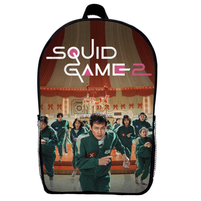 Школьный рюкзак с принтом Squid Game 05 39х27х14 см 14 л Черный (2501723186)