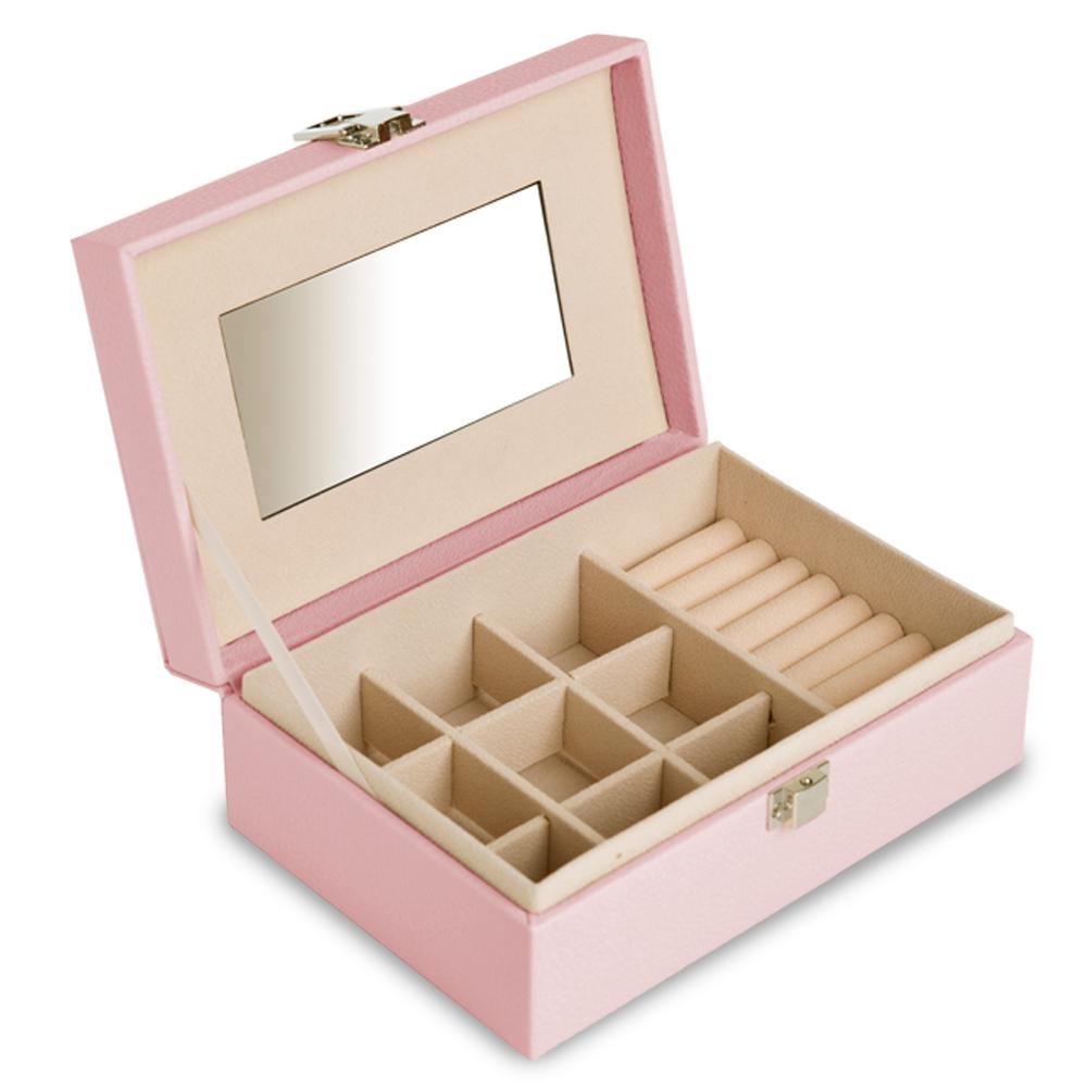 Скринька для прикрас для зберігання ювелірних виробів 20x14x8 см Рожевий (7438)