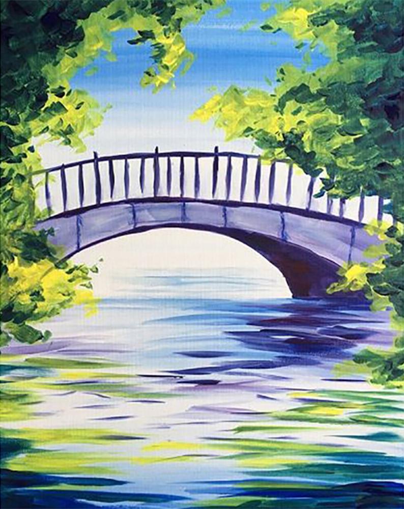 Алмазная мозаика Мост среди деревьев DIY-1251 полная выкладка 30x40 см (26881)