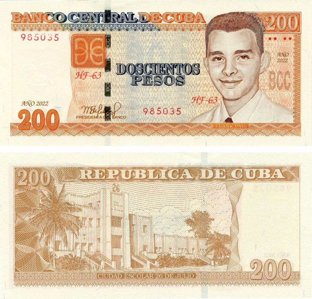 Коллекционная банкнота Куба 200 песо 2022 UNC P130 (Б17450)