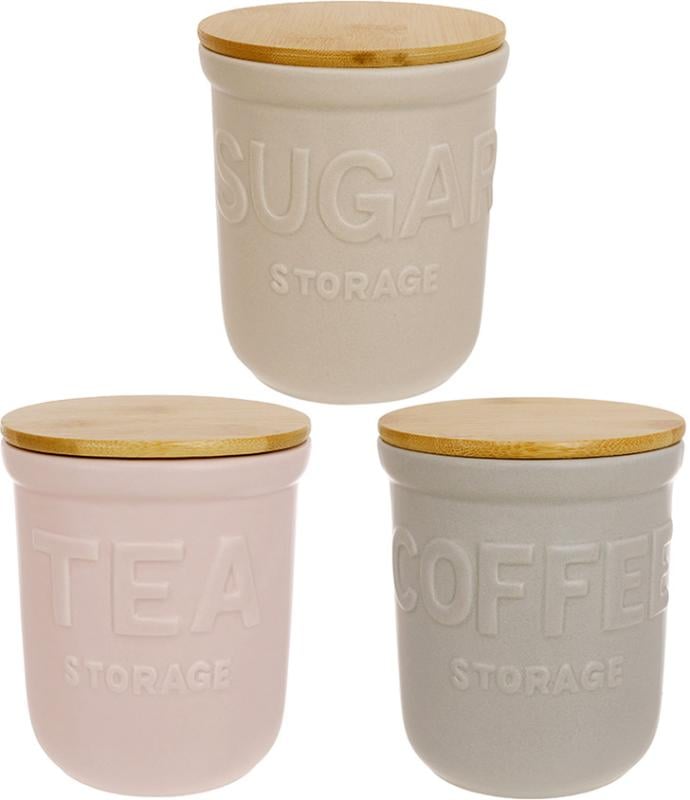 Банки керамические Merceyl с деревянными крышками Sugar/Tea/Coffee 3 шт 800 мл