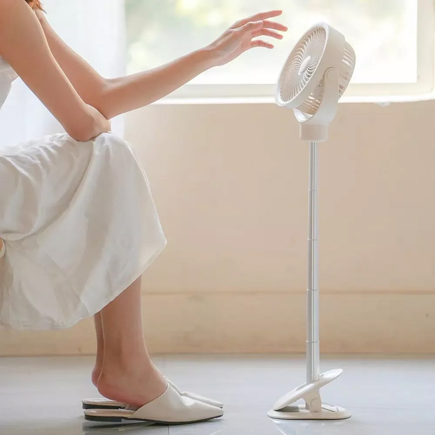 Вентилятор акумуляторний UKC настільний висувний на прищіпці DK White (WT-RD12) - фото 4