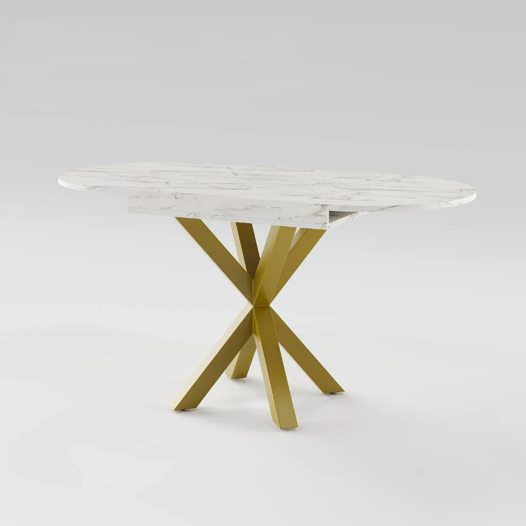 Стіл обідній RoMax OSCAR SLIDE Мрамур з золотими ніжками (0000029)