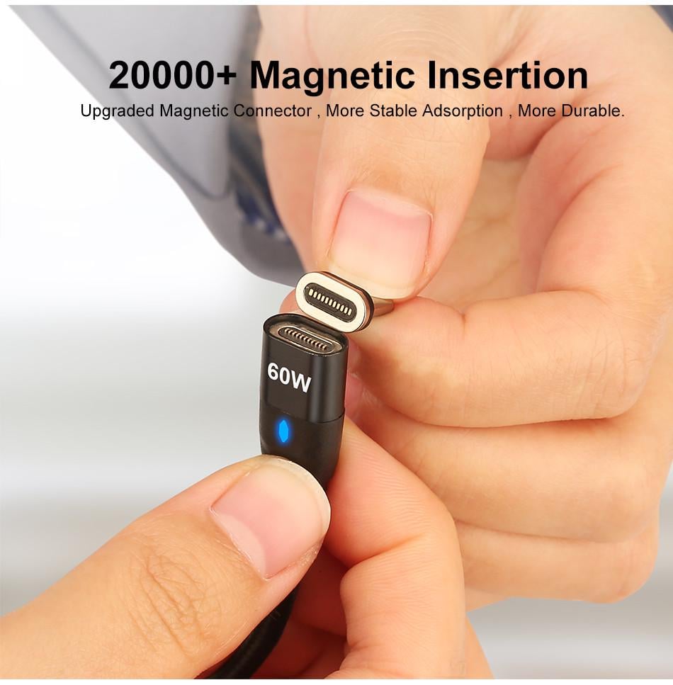 Кабель магнитный Uslion 2в1 Type-C-Type-C/Usb-a-Type-c PD 60w Fast Charge 1 м Black (25397364) - фото 5