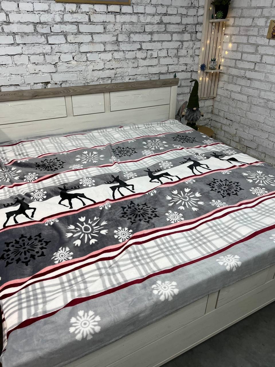 Плед флисовый Новогодний 200х215 см Серый (Д-mur-nr-pled-002-02)