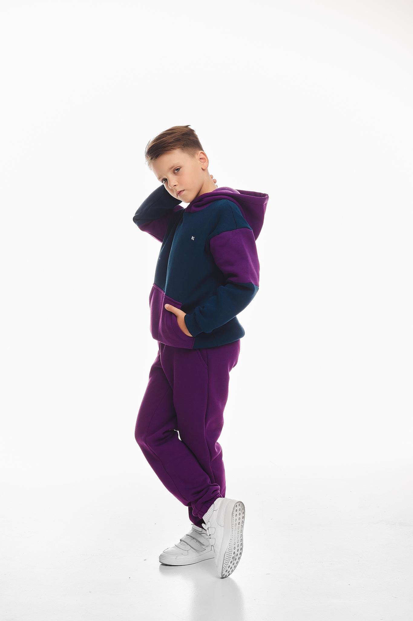 Спортивний костюм дитячий для хлопчика Kindamor Active Heat флісовий 152 см Фіолетовий з синім (1876542625) - фото 5