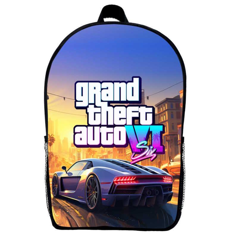 Школьный рюкзак с принтом GTA-08 39х27х14 см 14 л Черный (2364861567)
