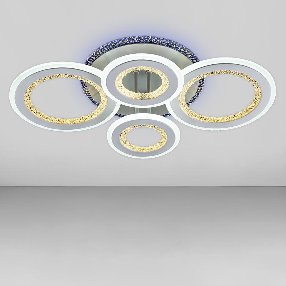 Люстра потолочная светодиодная с RGB подсветкой Light House SC-18511/2+2C WH/RGB 128W+8W 2.4G 620х390х120 мм Белый