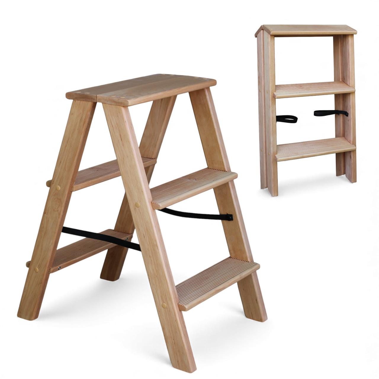 Табурет-лестница деревянный Студія Дерева Вільха Вестерн бытовой двухсторонний 3 ступеньки Бежевый (31002883) - фото 3 Табурет-лестница деревянный Студія Дерева Вільха Вестерн бытовой двухсторонний 3 ступеньки Бежевый (31002883) - фото 3