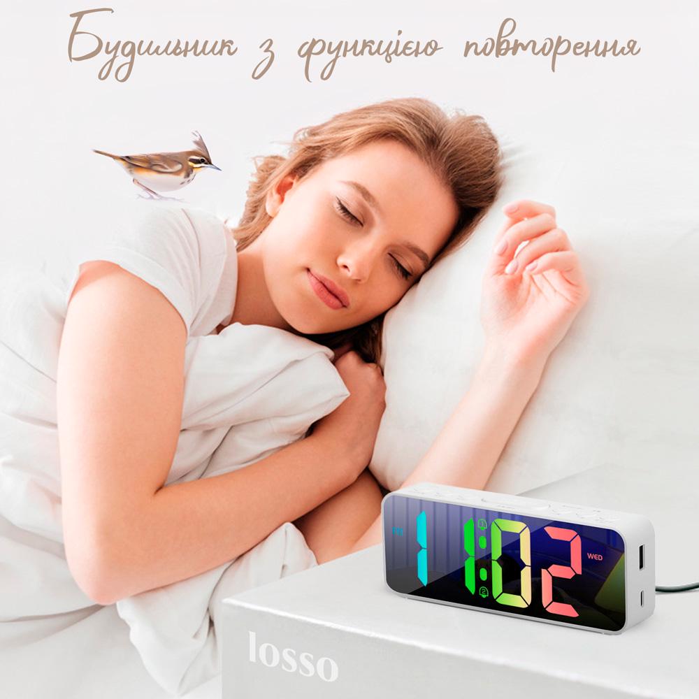 Годинник настільний електронний LOSSO Premium LED Multicolor (444625046) - фото 5