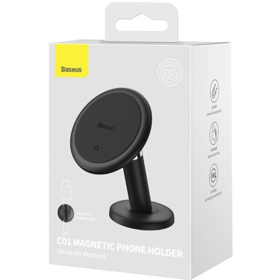 Держатель Baseus C01 Magnetic Phone Holder Black (SUCC000001) - фото 9