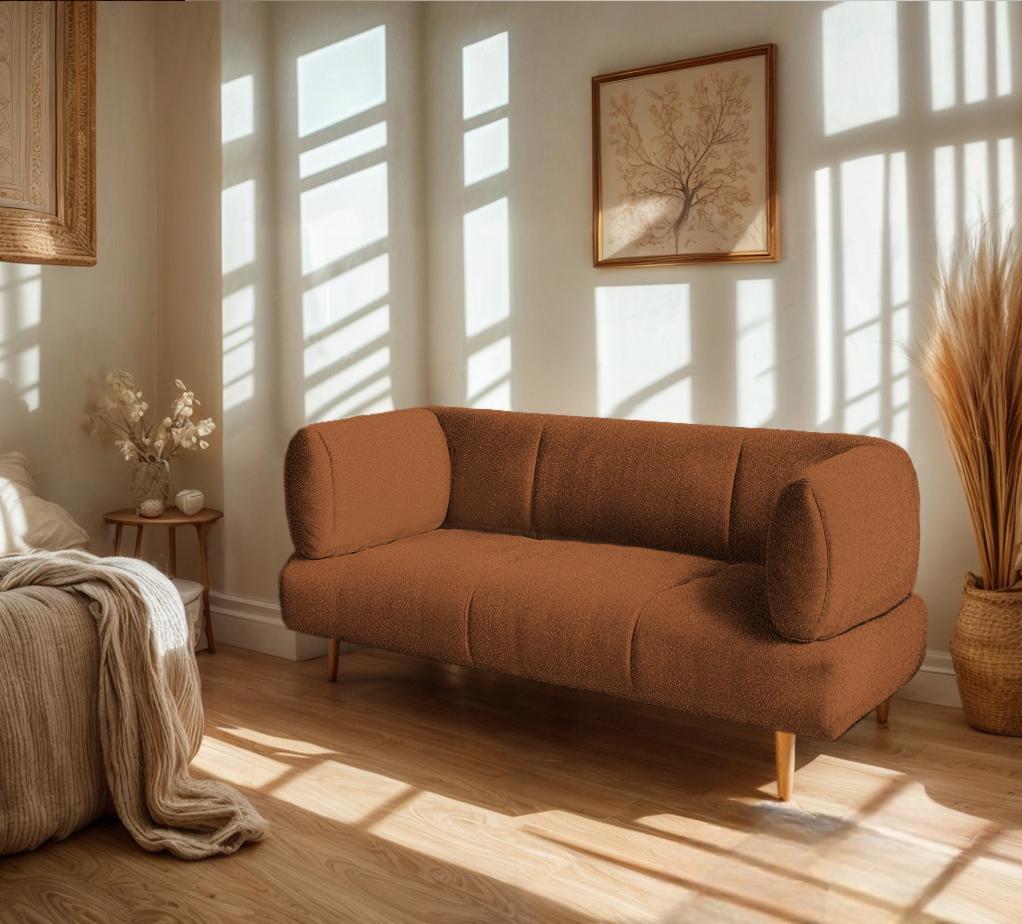 Диван офісний Tobi Sho Бенно-1 з підлокітниками та дерев'яними ніжками букле Alpaca Теракот/48, 1400х720х750 мм - фото 3