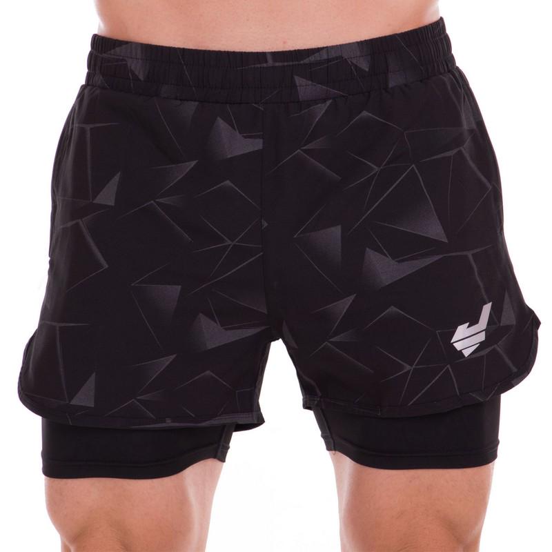 Шорти чоловічі спортивні Jason ST-5 подвійні L Чорний - фото 2 Шорти чоловічі спортивні Jason ST-5 подвійні L Чорний - фото 2