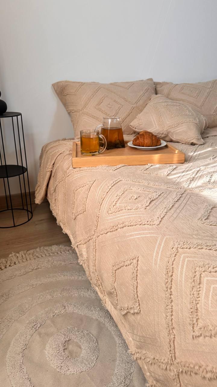 Покрывало Скандинавский большой ромб 140х240 см Бежевый - фото 3 Покрывало Скандинавский большой ромб 140х240 см Бежевый - фото 3