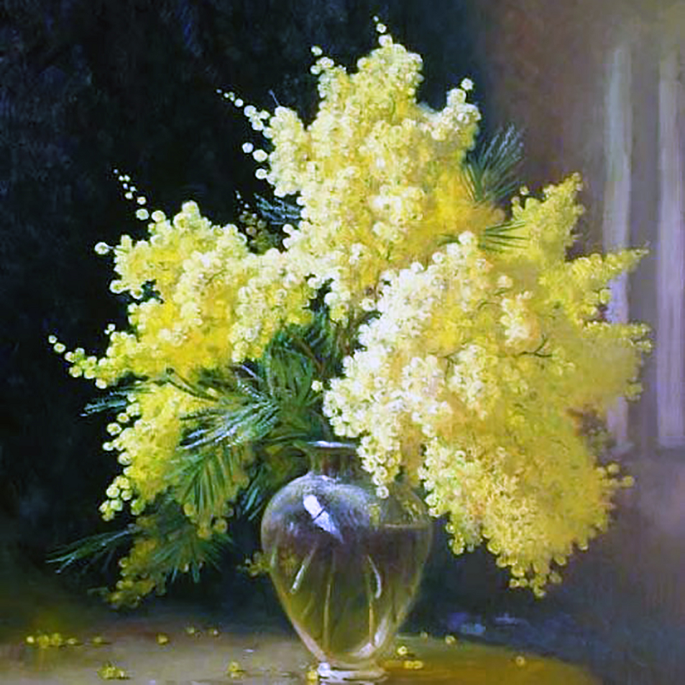 Алмазная мозаика Чарівний діамант Кружева мимозы 50x50 см (КДИ-1602)