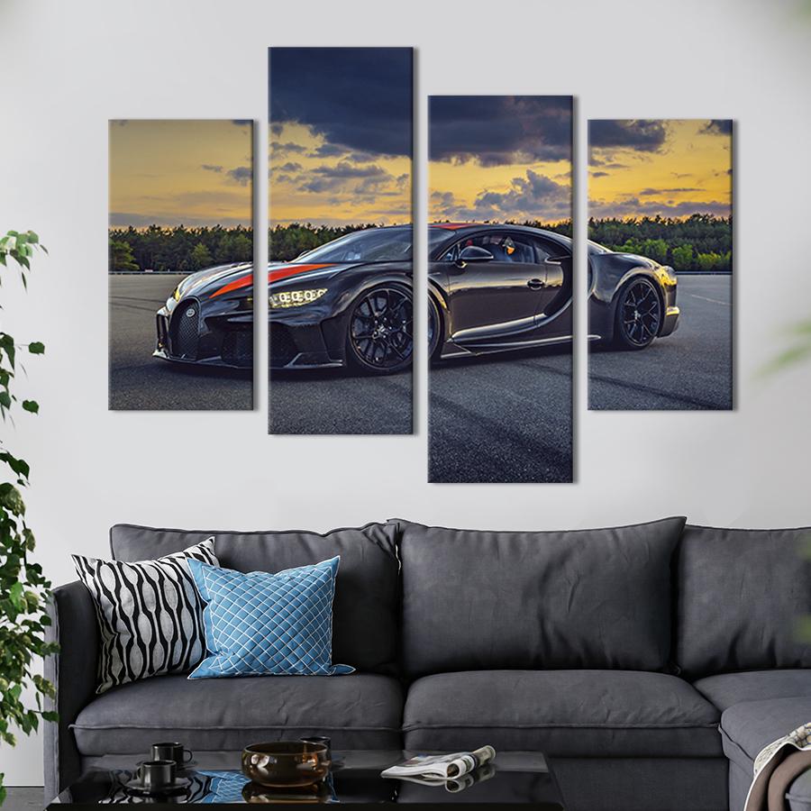Картина модульная из 4 частей Невероятно быстрый Bugatti Chiron Super Sport L 129x90 см (85-42)