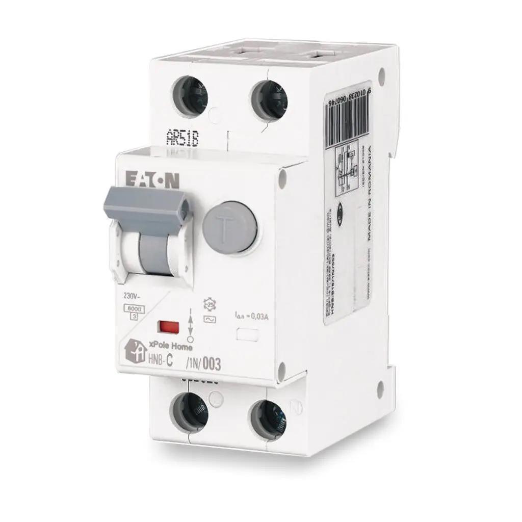 Дифференциальный автомат Eaton HNB-C10/1N/003 2P 10А 30мА характеристика C тип AC (195125)