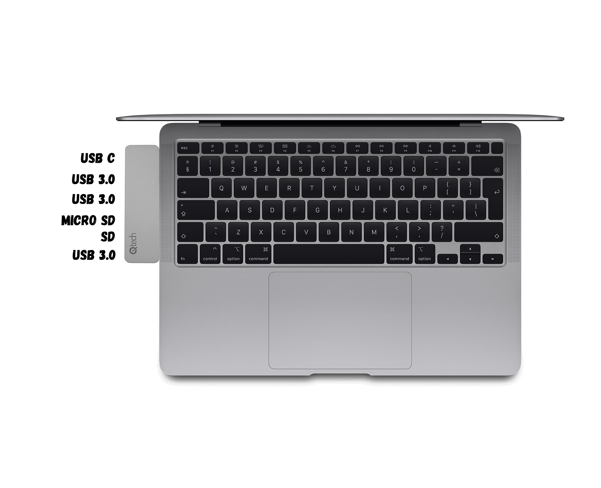 USB-хаб Qitech Aluminum Mini Type-C Space Gray (QT-Hub4) - фото 2 USB-хаб Qitech Aluminum Mini Type-C Space Gray (QT-Hub4) - фото 2