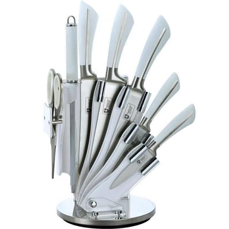 Набор ножей кухонных Royalty Line RL-KSS750 со стальным лезвием на подставке 8 пр. White - фото 2