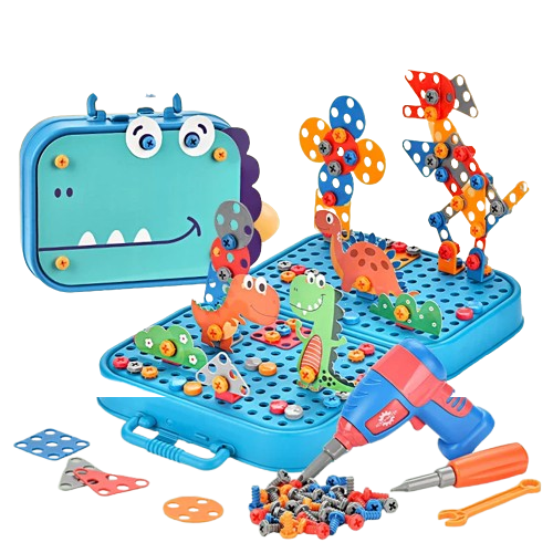 Конструктор-мозаїка дитячий Діно 2D та 3D складання у валізці 351 елемент (2676779960)