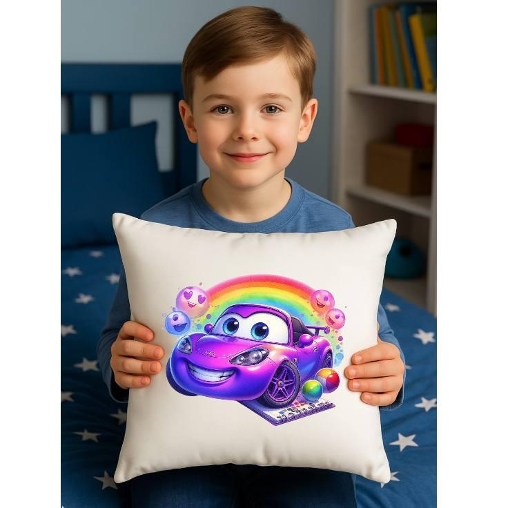 Подушка декоративна плюшева Машинка та райдуга 30x30 см (29017934) - фото 2 Подушка декоративна плюшева Машинка та райдуга 30x30 см (29017934) - фото 2