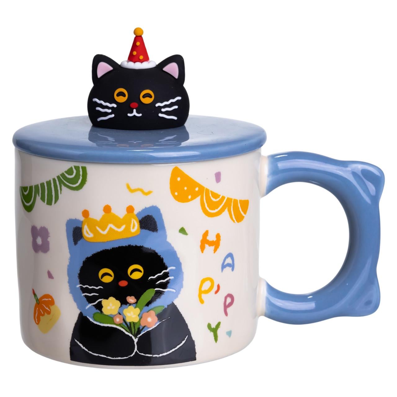 Чашка фарфоровая Light House LG-30167 BL с крышкой 400 мл Синий