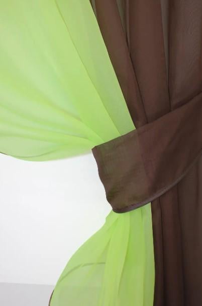 Занавеска на кухню/балкон шифон 270х170 см Венге/Салатовый (017к) - фото 5