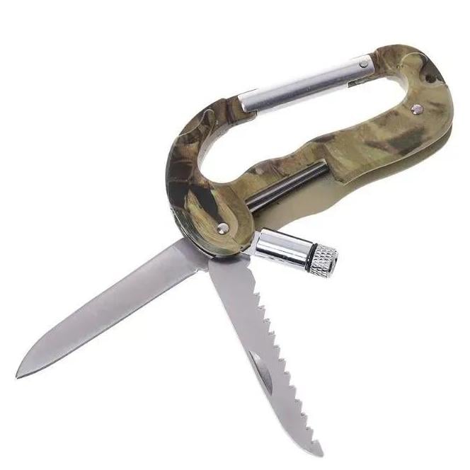 Ніж тактичний Traveler A08 з карабіном та LED ліхтариком Камуфляж Ніж тактичний Traveler A08 з карабіном та LED ліхтариком Камуфляж